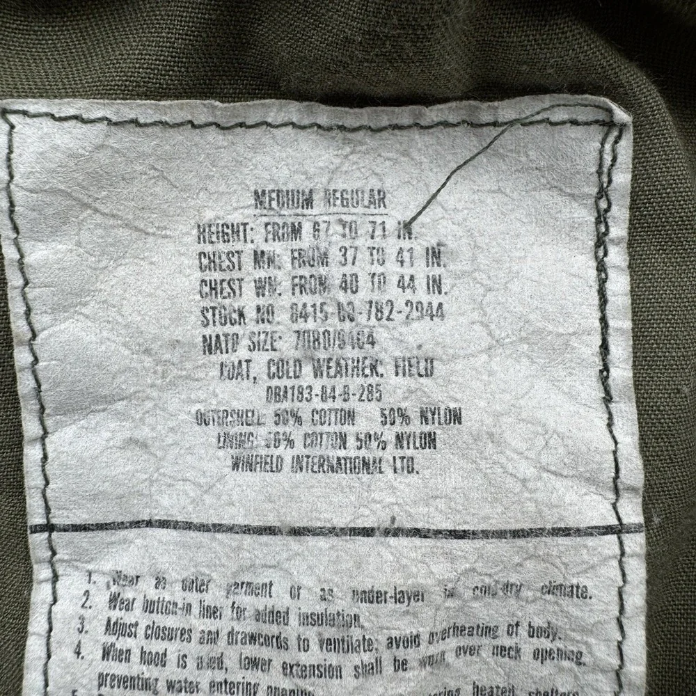 US Army Jacket Mens Medium Regular Green Camo Coat Cold Weather Field Daly